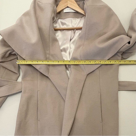 T Tahari Wool Blend Wrap Coat Shawl Collar Belted Women’s Size L - Picture 14 of 15